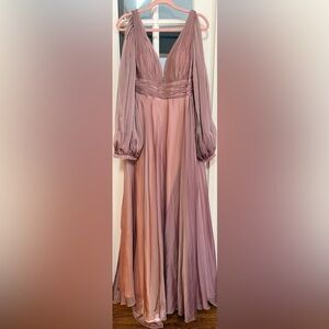 Mac Duggal 67414 Dusty Rose Chiffon Ruffle Sleeve Top with Beaded Cuff